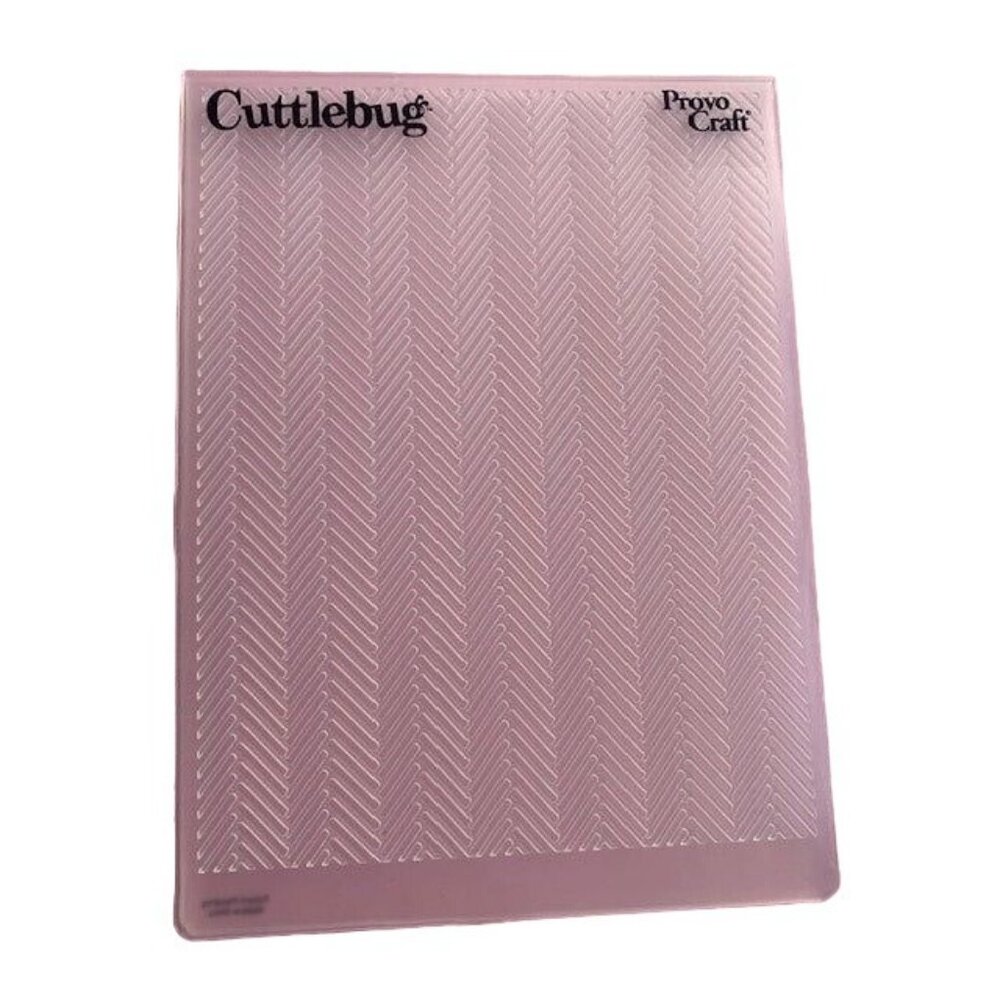 Cricut Cuttlebug Herringbone Embossing Folder 4" X 6" Clear Plastic Provo Craft